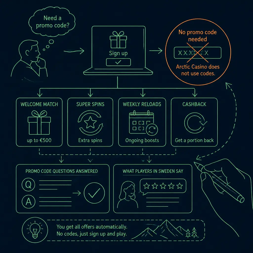 Arctic Casino Promo Code and Bonus Code Offers visual guide for Arctic Casino